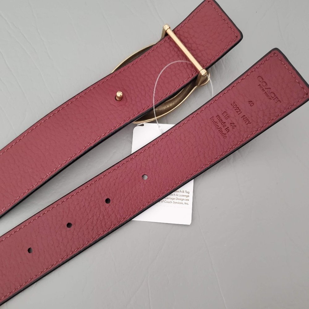 NEW COACH Tea Rose Buckle Reversible Leather Belt - Picture 6 of 7